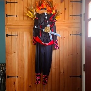 Halloween Kid's Black Ninja Costume w/ attached hood Size 8/10